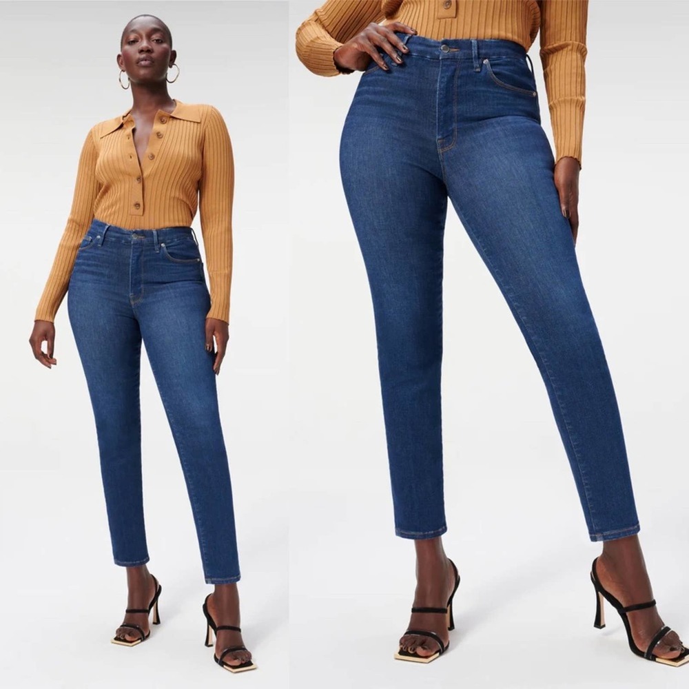 Good American Good Classic Always Fit Jean Medium Dark Wash Womens Size 00-4